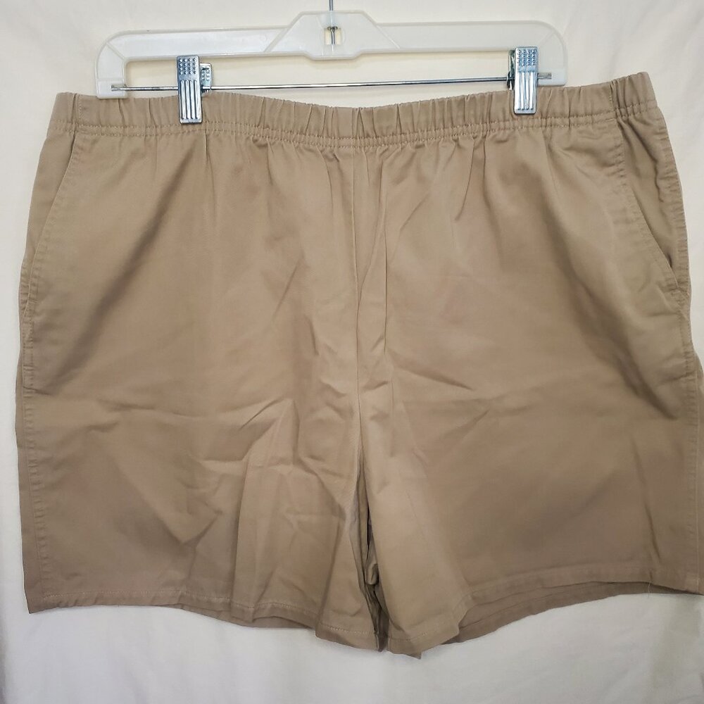 Women’s Lands’ End Tan Chino Shorts Size 18 Cotton Blend